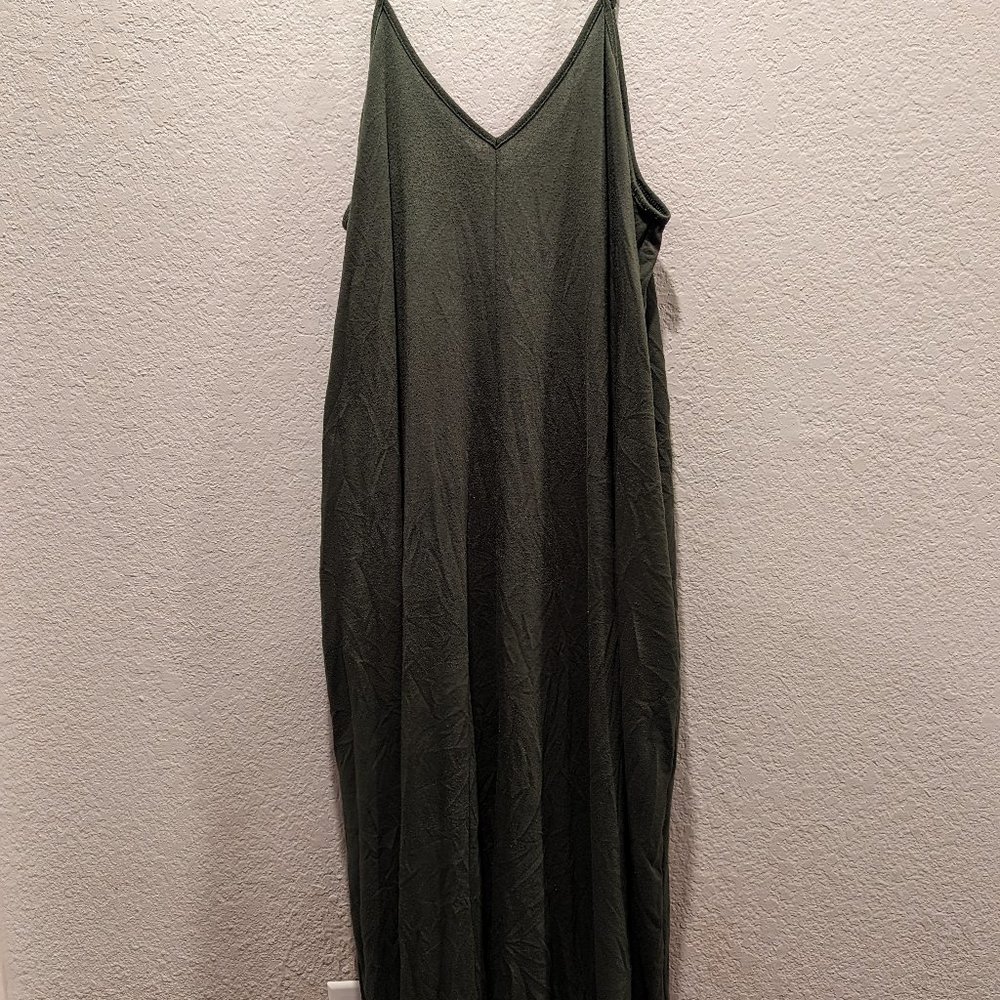 Army Green Spagetti Strap Maxi Dress